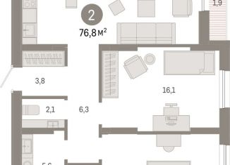 2-ком. квартира на продажу, 76.8 м2, Тюменская область