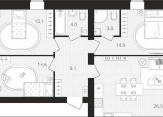 Продажа 3-ком. квартиры, 86.2 м2, посёлок Мичуринский, Выставочная улица