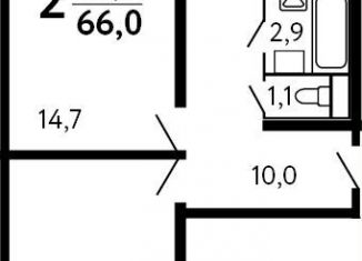 Двухкомнатная квартира на продажу, 61.4 м2, Московская область, Парковая улица, 2
