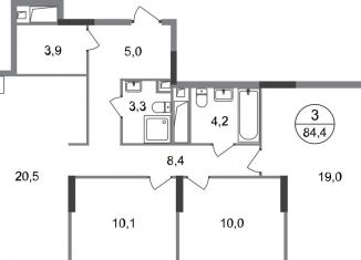 Продаю 3-ком. квартиру, 84.4 м2, Московский