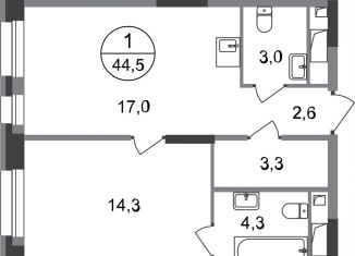 Продажа 1-ком. квартиры, 44.5 м2, Москва