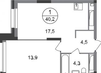 Продам однокомнатную квартиру, 40.2 м2, Москва