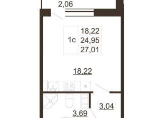 Продается квартира студия, 27 м2, Гатчина, улица Хохлова, 16