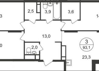 Продажа 3-ком. квартиры, 93.1 м2, Московский, 7-я фаза, к1, ЖК Первый Московский