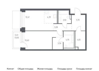 Продается 1-комнатная квартира, 59.1 м2, Москва, ЗАО, жилой комплекс Нова, к2