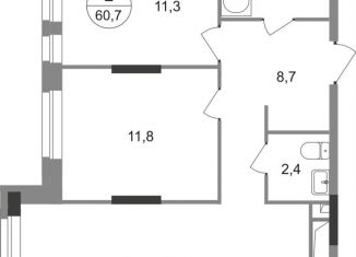 Продаю 2-ком. квартиру, 60.7 м2, Москва