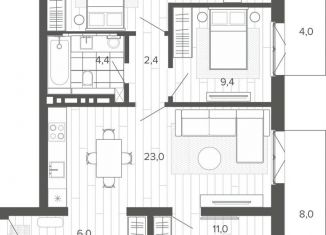 Продажа 4-комнатной квартиры, 84 м2, Барнаул, Змеиногорский тракт, 35Бк2, Центральный район