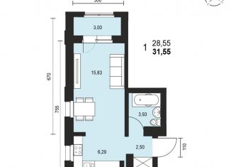 Продается однокомнатная квартира, 31.6 м2, Иркутск, Свердловский округ