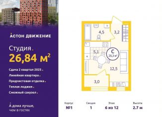 Квартира на продажу студия, 26.8 м2, Екатеринбург, Проходной переулок, 1А, Железнодорожный район