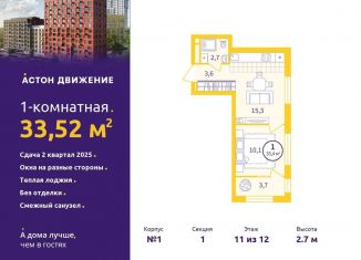 Продам однокомнатную квартиру, 33.5 м2, Екатеринбург, метро Уральская, Проходной переулок, 1А