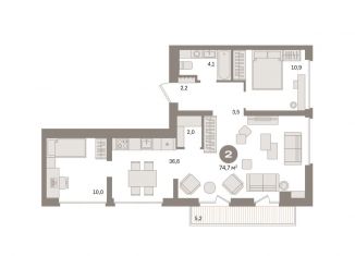 Продается 2-ком. квартира, 74.7 м2, Москва, метро Стахановская