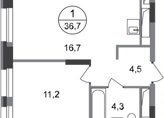 Продам 1-комнатную квартиру, 36.7 м2, Московский, ЖК Первый Московский