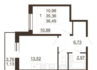 Продажа 1-комнатной квартиры, 36.5 м2, Ленинградская область, улица Хохлова, 16