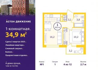 Продажа 1-ком. квартиры, 34.9 м2, Екатеринбург, Проходной переулок, 1А, Железнодорожный район