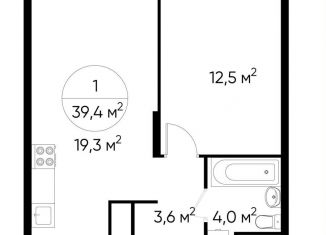 Продажа однокомнатной квартиры, 39.4 м2, Москва