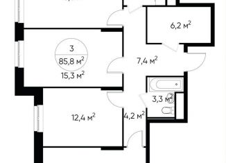 3-ком. квартира на продажу, 85.8 м2, Московский, ЖК Первый Московский