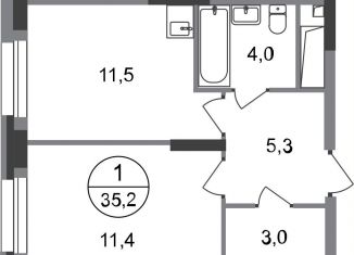 Продам 1-комнатную квартиру, 35.2 м2, Москва