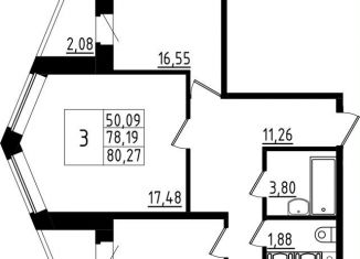 Продается 3-ком. квартира, 80.3 м2, село Русско-Высоцкое