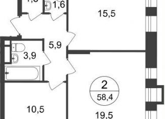 Продаю двухкомнатную квартиру, 58.4 м2, Москва, 7-я фаза, к2