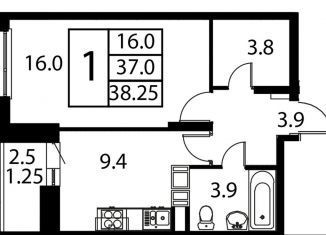 Продажа однокомнатной квартиры, 38.3 м2, Московская область