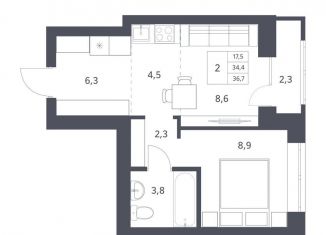 Продаю однокомнатную квартиру, 34.4 м2, Новосибирск, Заельцовский район