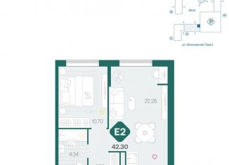 Продается 2-ком. квартира, 42.3 м2, Тюмень