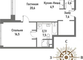 Двухкомнатная квартира на продажу, 61.5 м2, Москва, ВАО, Рубцовско-Дворцовая улица, 4