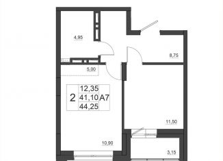 Продам 1-ком. квартиру, 44.3 м2, Красноярск