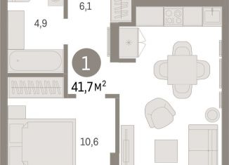 Продам 1-комнатную квартиру, 41.7 м2, Екатеринбург, улица Гастелло, 19А