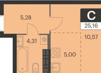 Продам квартиру студию, 25.2 м2, Екатеринбург, метро Чкаловская, улица Академика Ландау, 39