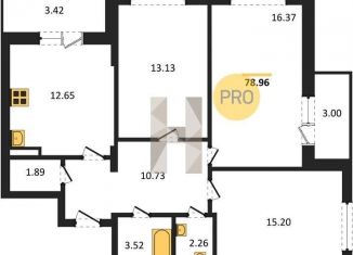 Продается 3-комнатная квартира, 79 м2, Воронеж, улица Славы, 7