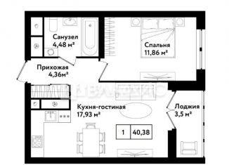 Продам 1-комнатную квартиру, 40.4 м2, Тула, улица Седова, 26к1, ЖК Фамилия