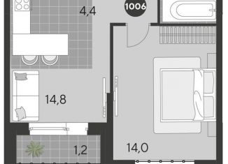 Продажа однокомнатной квартиры, 38.1 м2, Омск