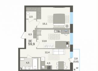 Продам трехкомнатную квартиру, 59.9 м2, Пермский край