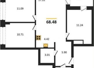 Четырехкомнатная квартира на продажу, 68.5 м2, Новосибирская область