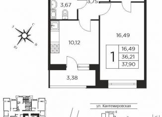 Продаю 1-комнатную квартиру, 37 м2, Санкт-Петербург, улица Александра Матросова, 8к3, метро Выборгская