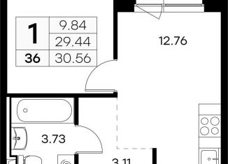 Продается однокомнатная квартира, 30.6 м2, Ленинградская область