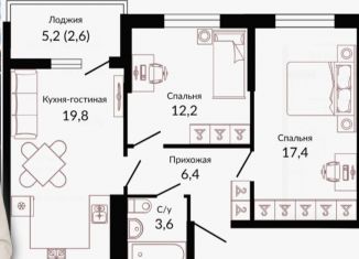 Продажа 2-ком. квартиры, 61.2 м2, Краснодар, ЖК Отражение, Конгрессная улица, 41