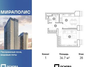 Продам 1-комнатную квартиру, 36.7 м2, Москва