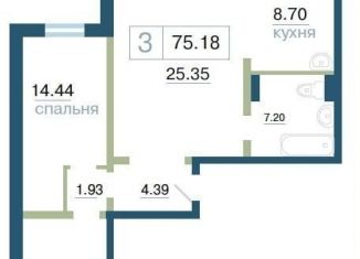 Продается 3-ком. квартира, 75.2 м2, Красноярск, улица Елены Стасовой, 48А