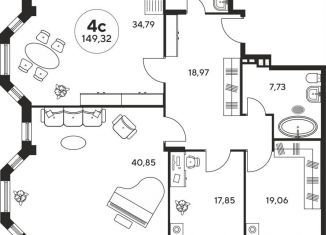 Трехкомнатная квартира на продажу, 149 м2, Ростов-на-Дону, Кировский район, Пушкинская улица, 97