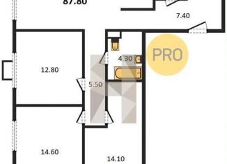 Продам 3-комнатную квартиру, 87.8 м2, Казань, Приволжский район, улица Комиссара Габишева, 16А