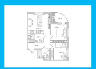 Продается 2-комнатная квартира, 57.7 м2, Санкт-Петербург