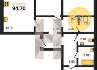 3-комнатная квартира на продажу, 94.7 м2, Воронеж, Центральный район