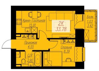 Продам двухкомнатную квартиру, 33.8 м2, Красноярск, Кировский район, Семафорная улица, 441А