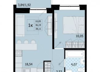 Продам 1-комнатную квартиру, 38.1 м2, Ленинградская область