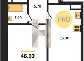 Продажа 1-комнатной квартиры, 46.9 м2, Воронеж, Железнодорожный район, улица Фёдора Тютчева, 105