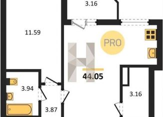 Продажа 1-ком. квартиры, 44 м2, Воронежская область