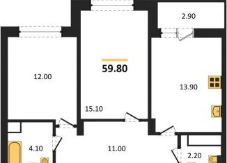 Продаю 2-ком. квартиру, 59.8 м2, Воронеж, бульвар Содружества, 1