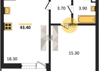 Продажа 1-ком. квартиры, 43.4 м2, Воронеж, улица Фёдора Тютчева, 105